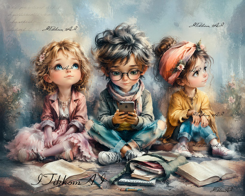 Arte digitale ritratto bambini